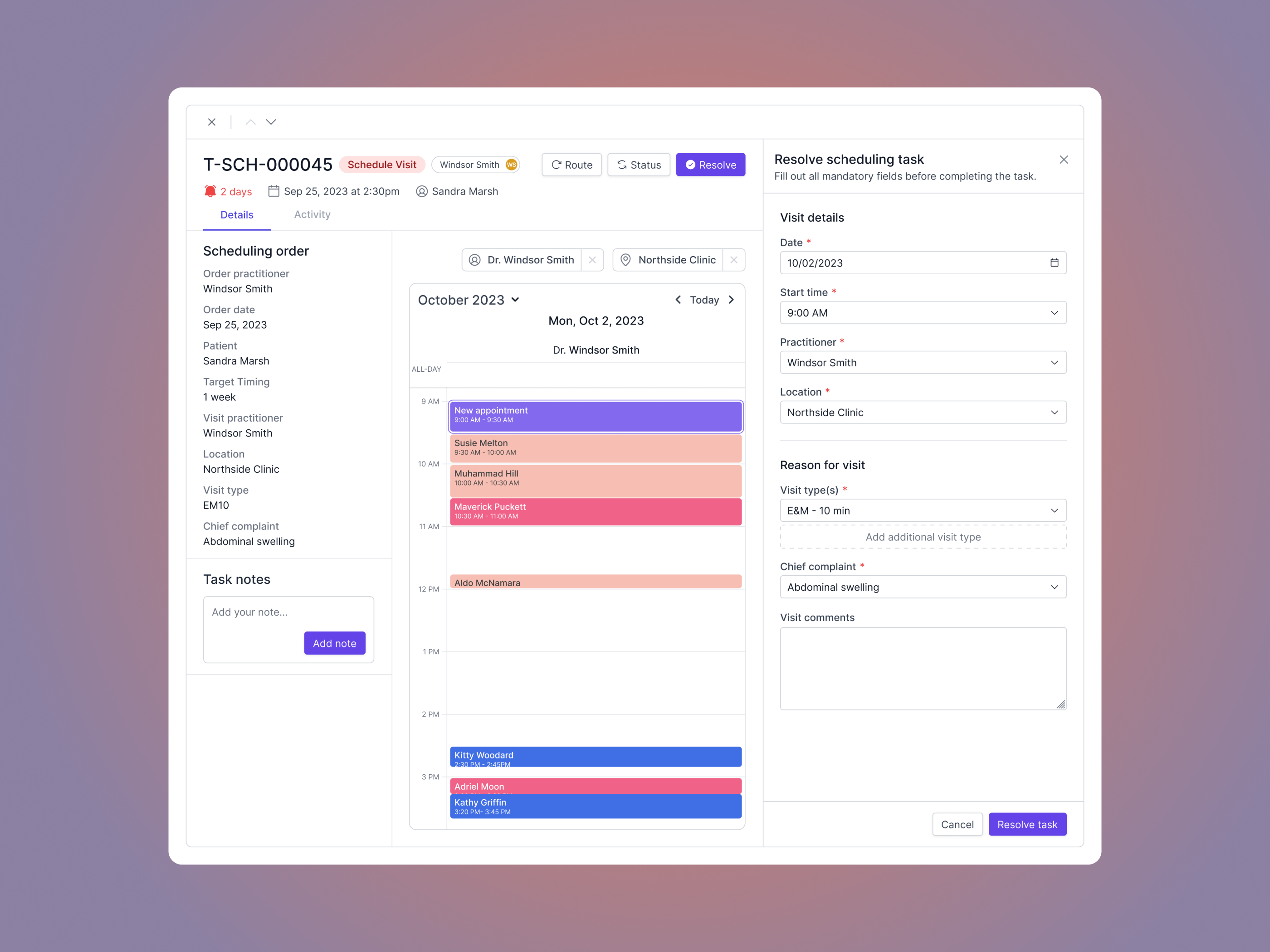 Scheduling order